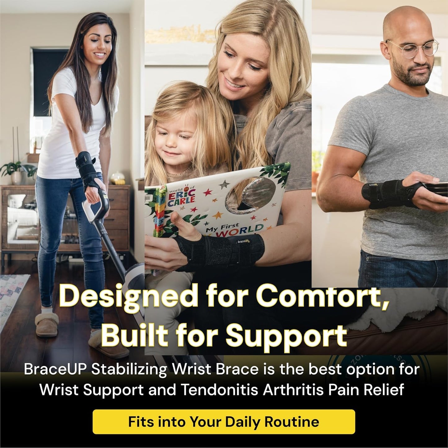 Carpal Tunnel Wrist Brace - Metal Wrist Splint for Hand and Wrist Support, Tendonitis Arthritis Pain Relief