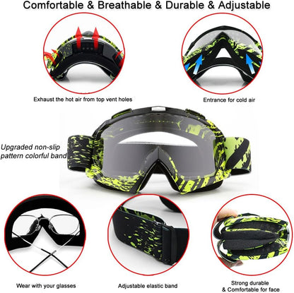 Dirt Bike ATV Goggles UV400 Motorcycle Goggles for Men Women Youth Motocross Riding Goggles Windproof Dustproof